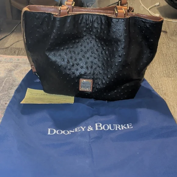 Dooney & Bourke Black and Red Leather Tote - Picture 6 of 6